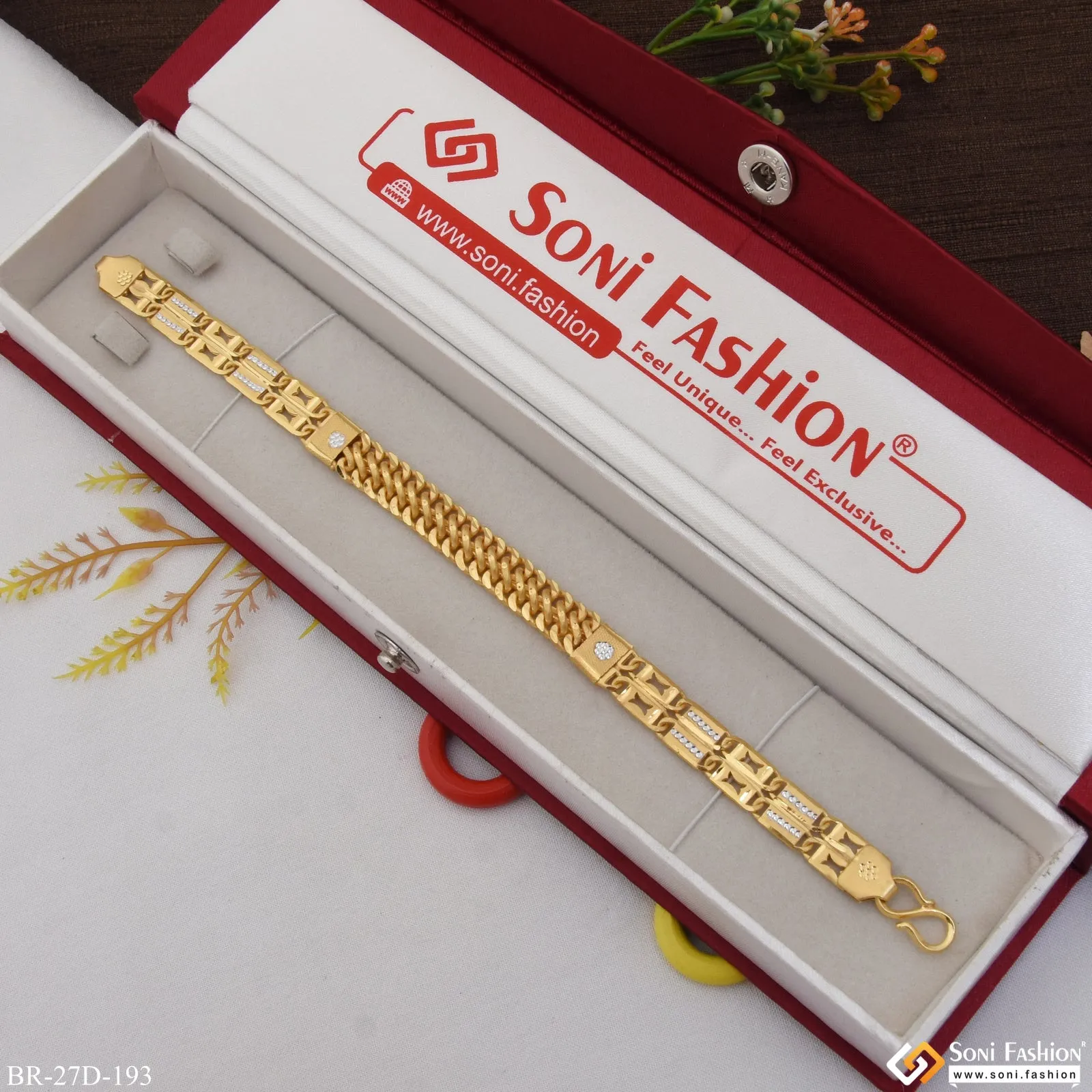 1 Gram Gold Plated 2 In 1 Nawabi Amazing Design Bracelet for Men - Style D193