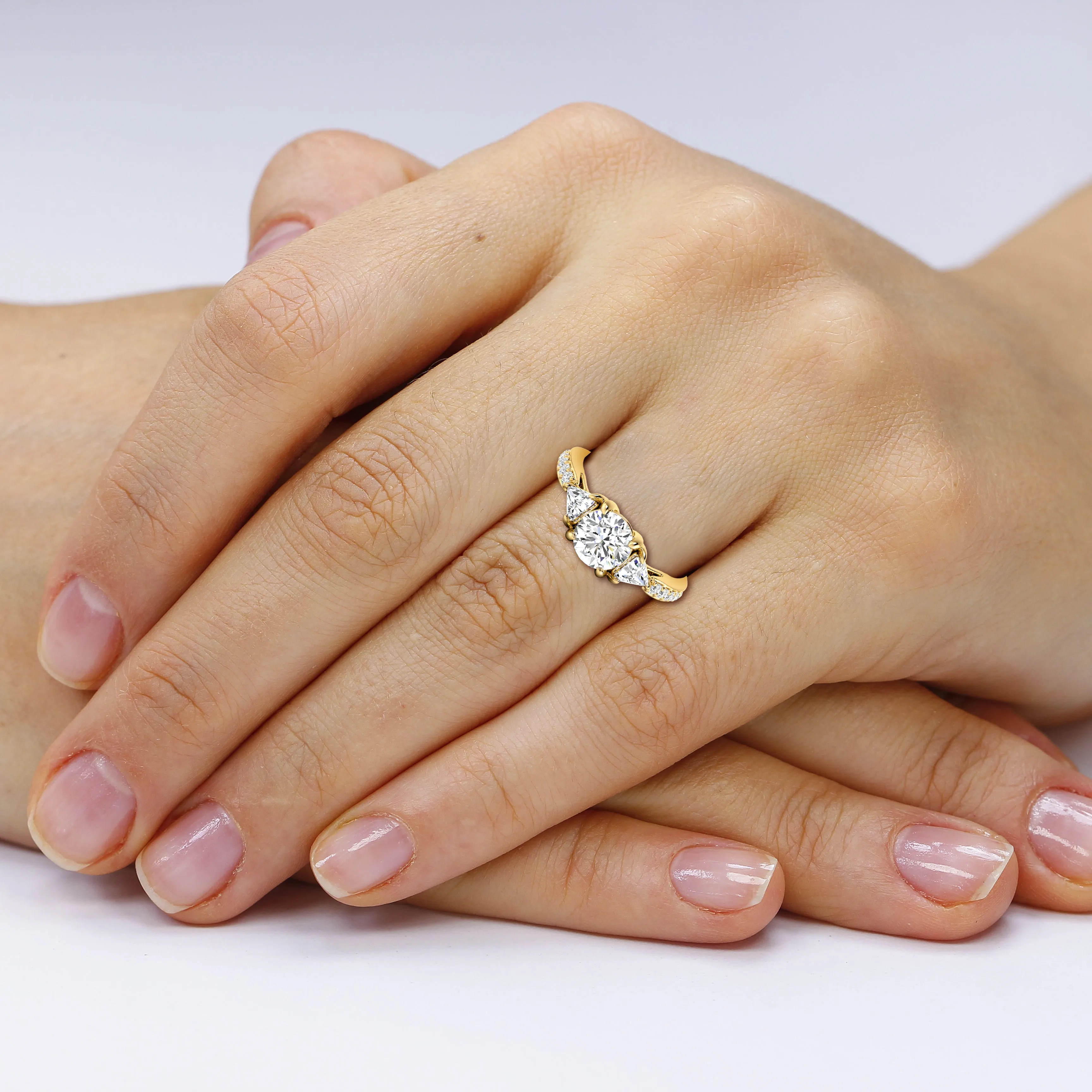 1.10-3.60 CT Round & Triangle Cut Lab Grown Diamonds - Engagement Ring