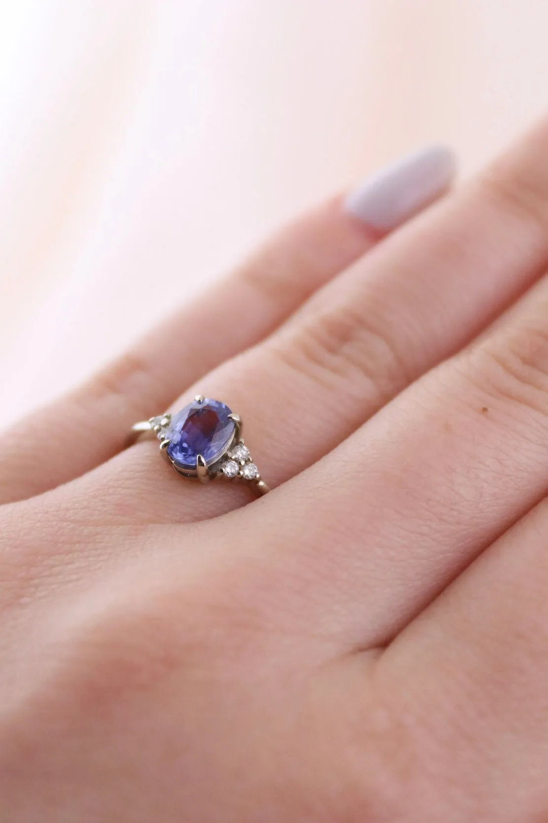 14K Cornflower Sapphire Engagement Ring