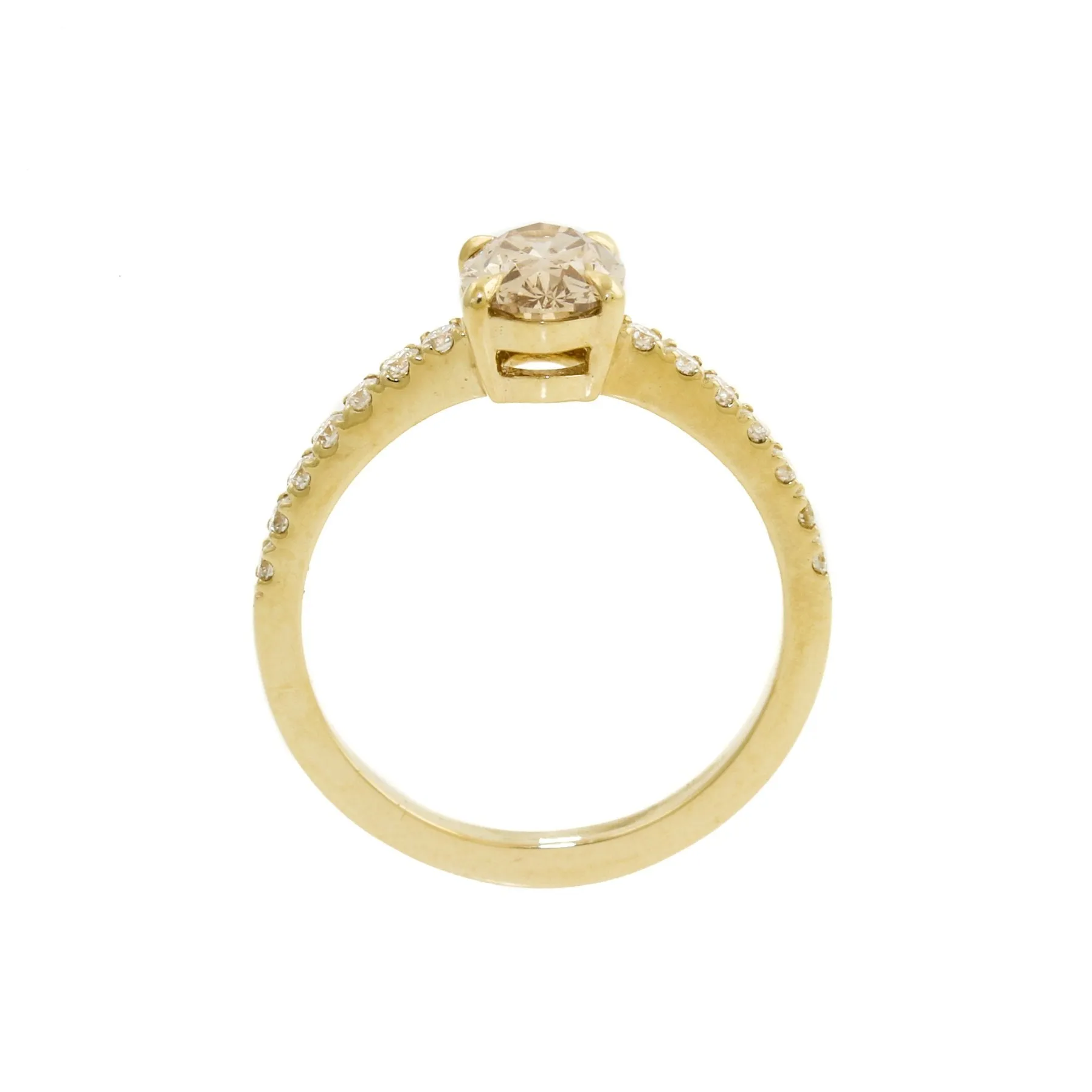 14k Oval Champagne Diamond Solitaire Engagement Ring