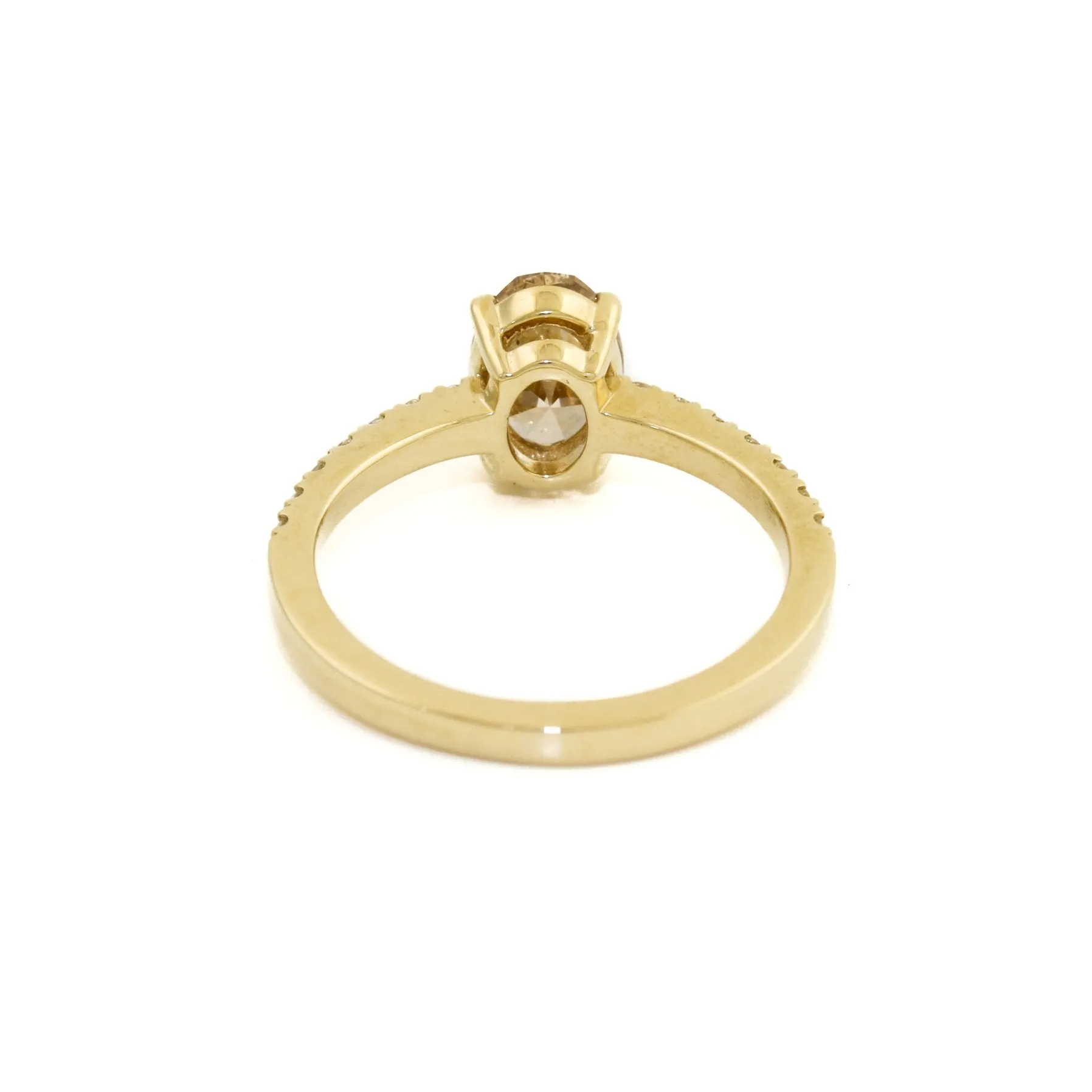 14k Oval Champagne Diamond Solitaire Engagement Ring