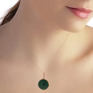 14K Solid Rose Gold Necklace w/ Checkerboard Cut Round Emerald Color Corundum