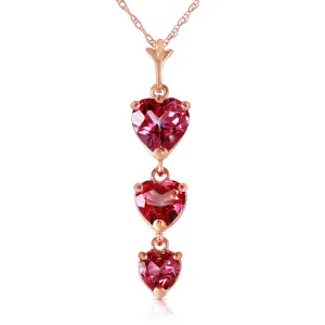 14K Solid Rose Gold Pink Topaz Necklace Genuine