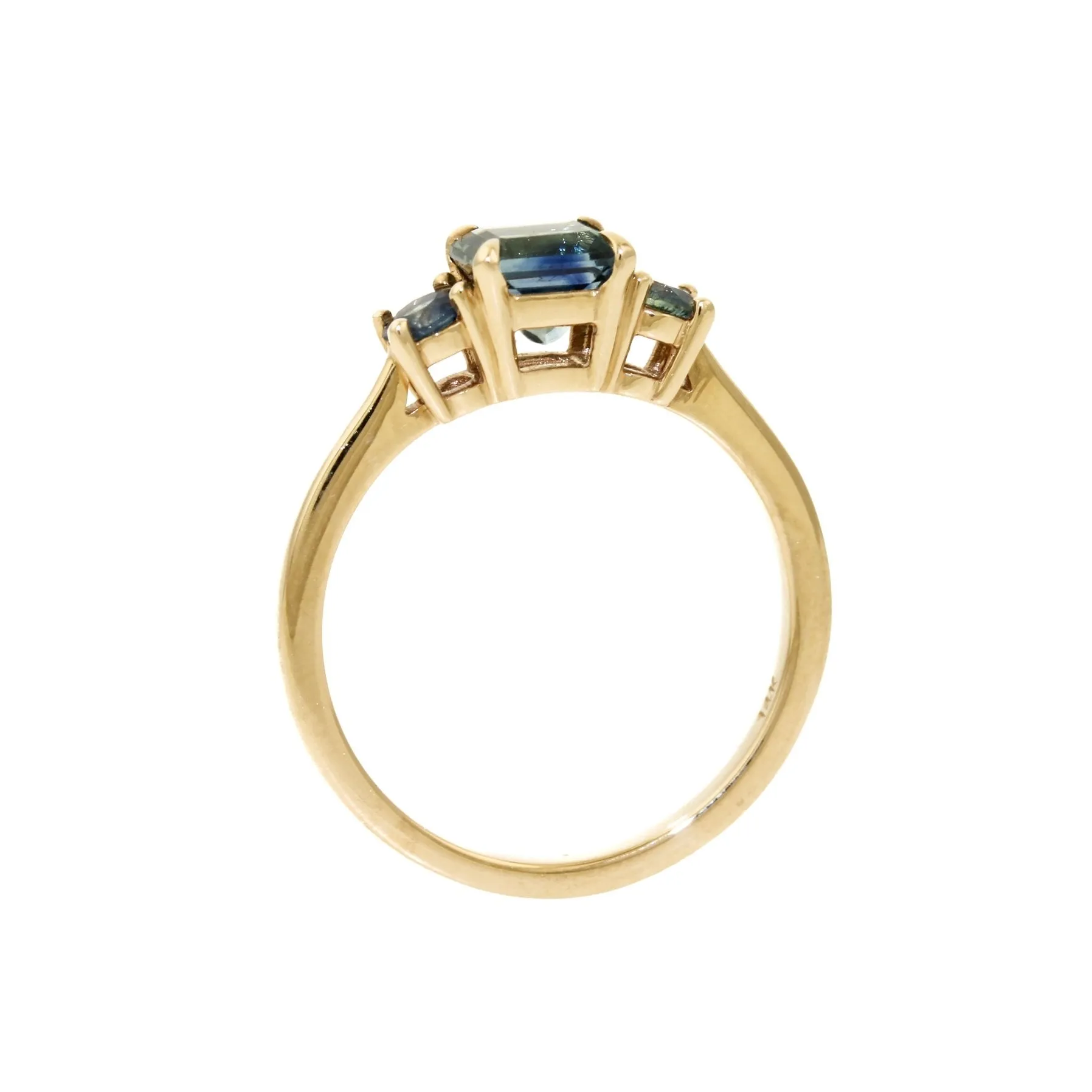 14K Teal Sapphire Engagement Ring