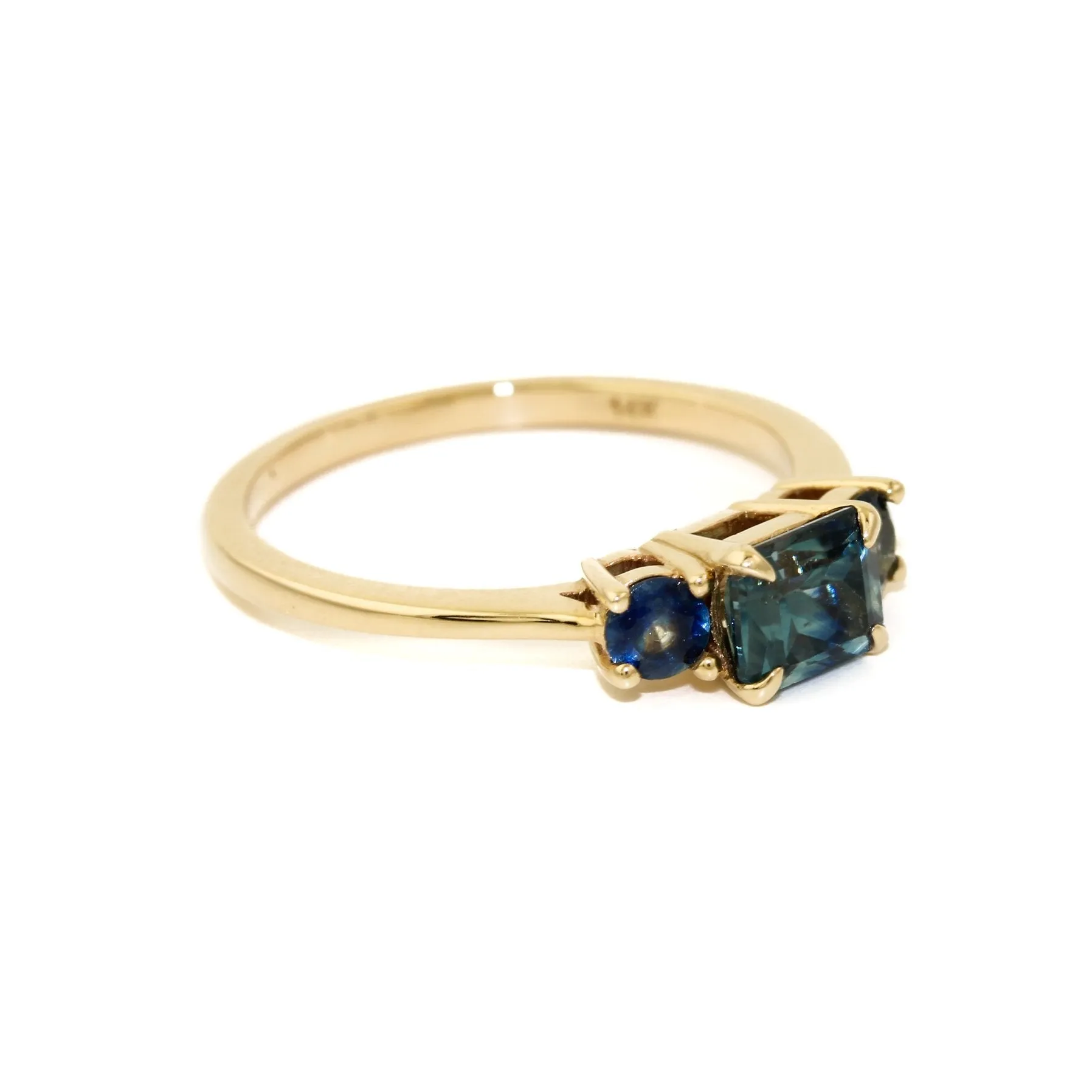 14K Teal Sapphire Engagement Ring