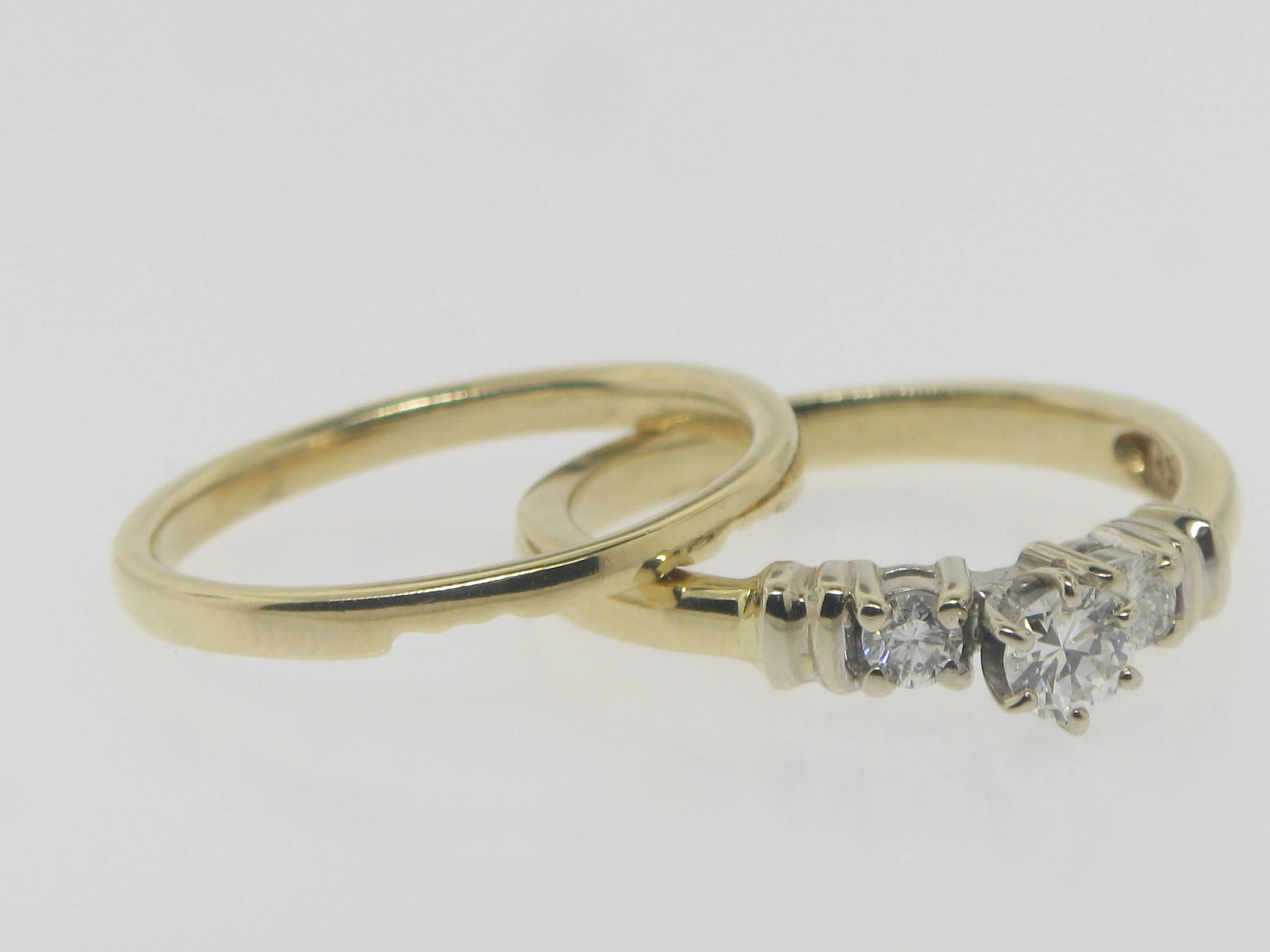 14k Tu Tone (Yellow & White) Gold Engagement Ring   Wedding Band (Not Soldered)