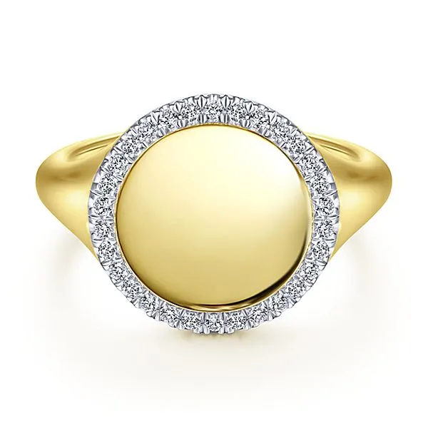 14k Yellow Gold Diamond Signet Ring - LR51521Y45JJ