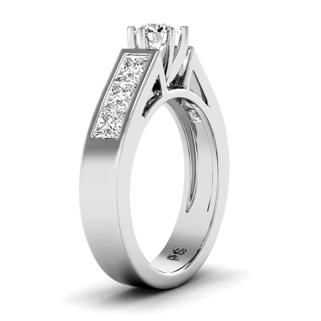 1.55-4.05 CT Princess & Round Cut Lab Grown Diamonds - Engagement Ring