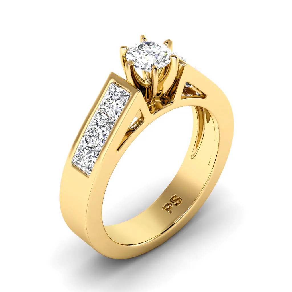 1.55-4.05 CT Princess & Round Cut Lab Grown Diamonds - Engagement Ring