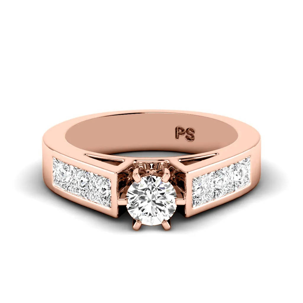 1.55-4.05 CT Princess & Round Cut Lab Grown Diamonds - Engagement Ring