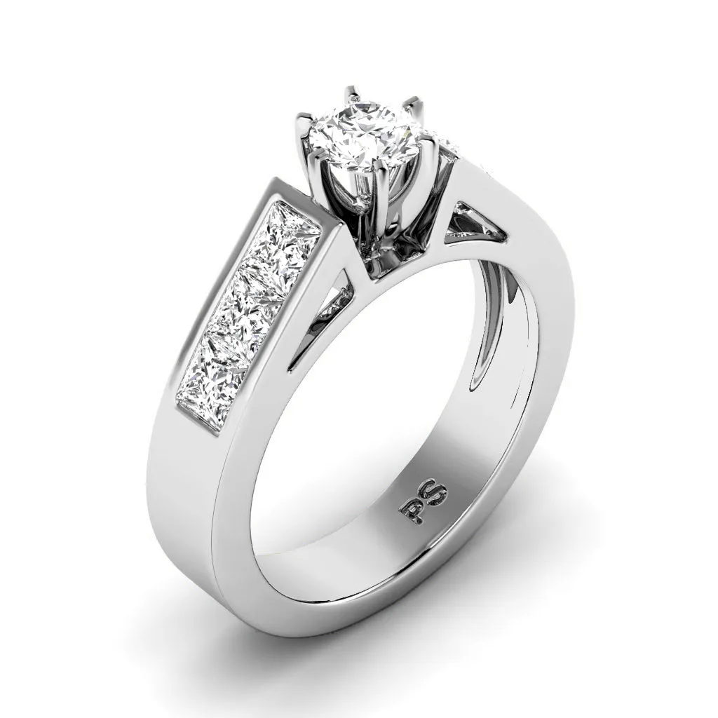 1.55-4.05 CT Princess & Round Cut Lab Grown Diamonds - Engagement Ring