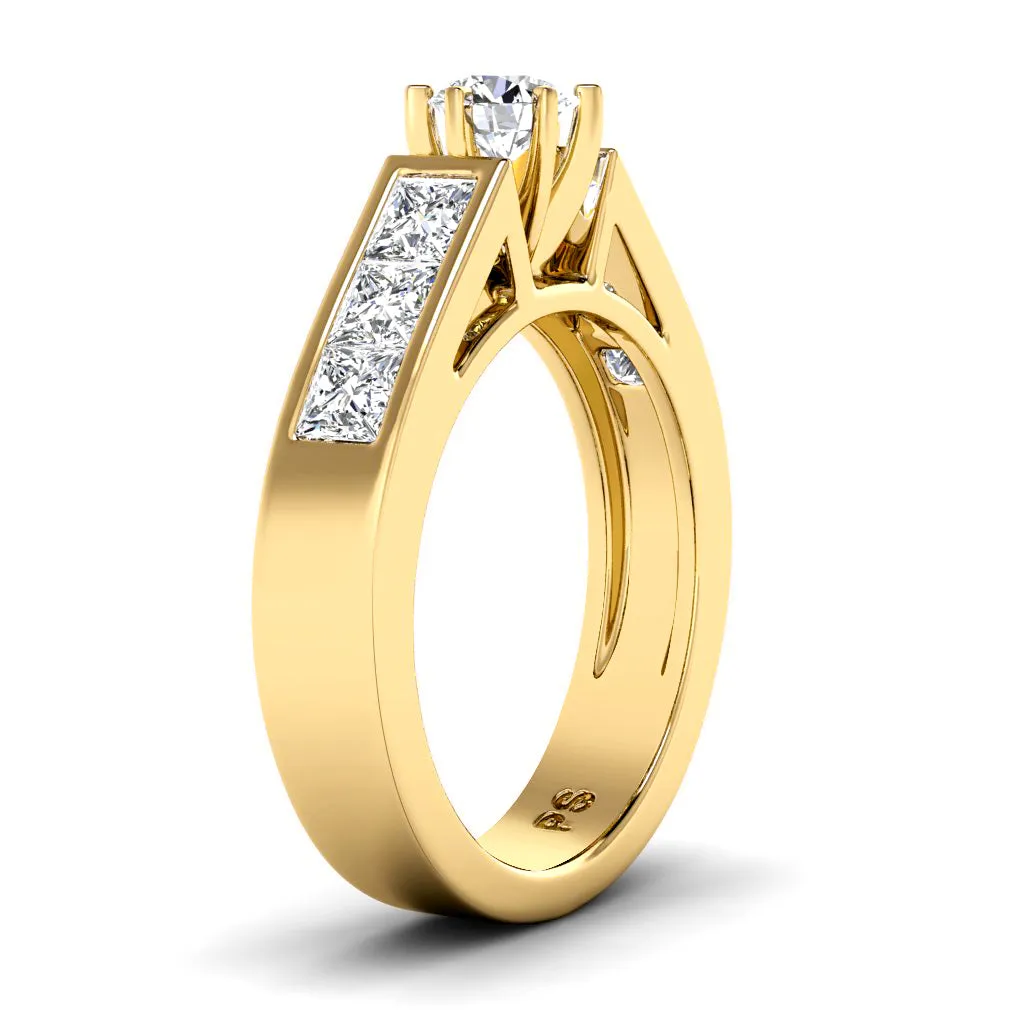 1.55-4.05 CT Princess & Round Cut Lab Grown Diamonds - Engagement Ring