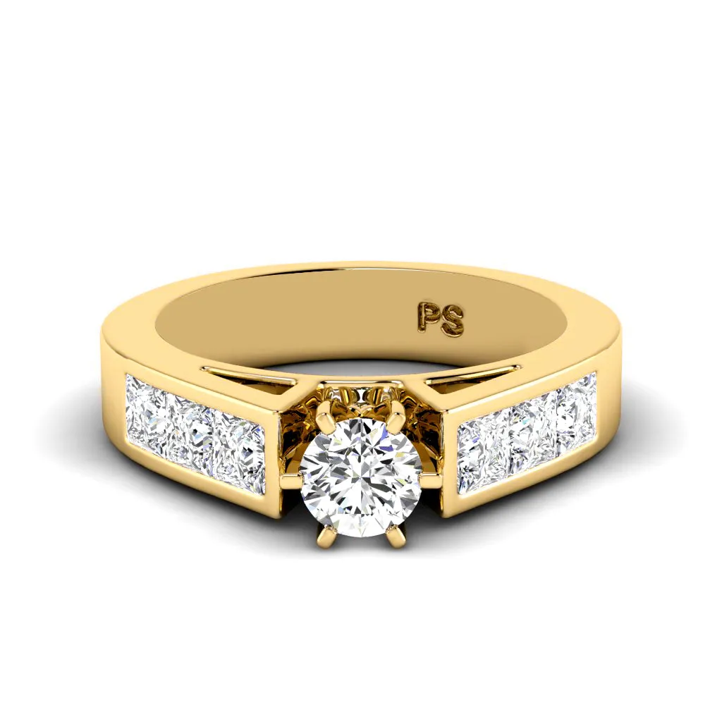 1.55-4.05 CT Princess & Round Cut Lab Grown Diamonds - Engagement Ring
