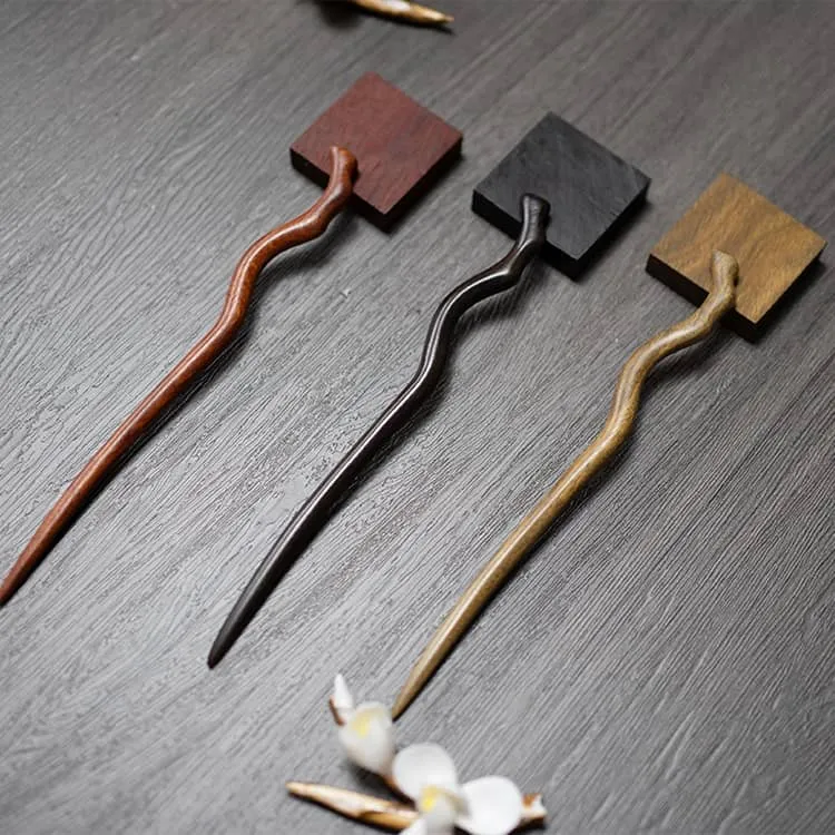 18cm Sandalwood Chinese Hairpin Zan (Shape 9)