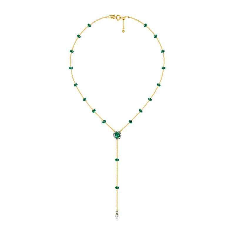 18k Gold By the Yard Emerald Dangle Necklace