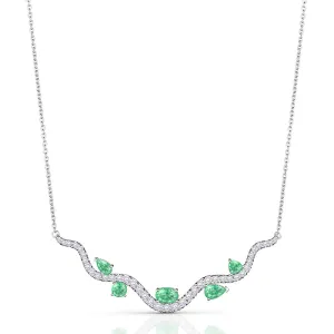 18k Mirage White Gold Necklace With 0.43 Cts Vs-Gh Diamonds  And Emerald