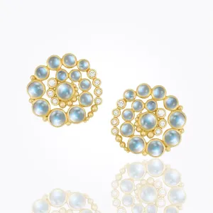 18K Spiral Earrings with Royal Blue Moonstone and diamond