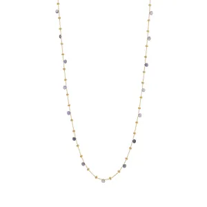 18K Yellow Gold Iolite and Blue Topaz Long Necklace