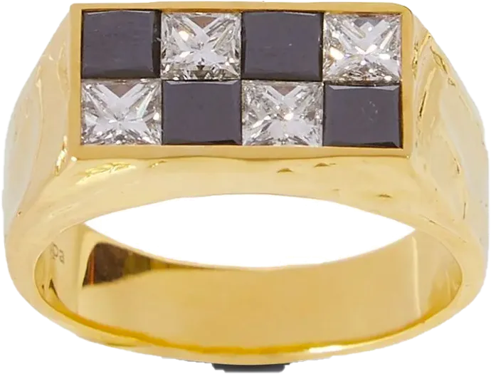 18kt Yellow Gold Echec Diamond Ring