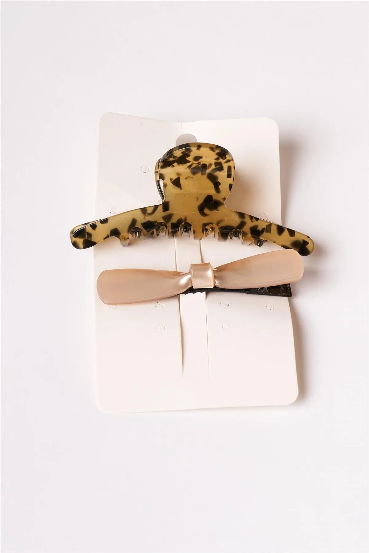 2pcs Cheetah Butterfly Clip With Icy Pink Bow Barrette