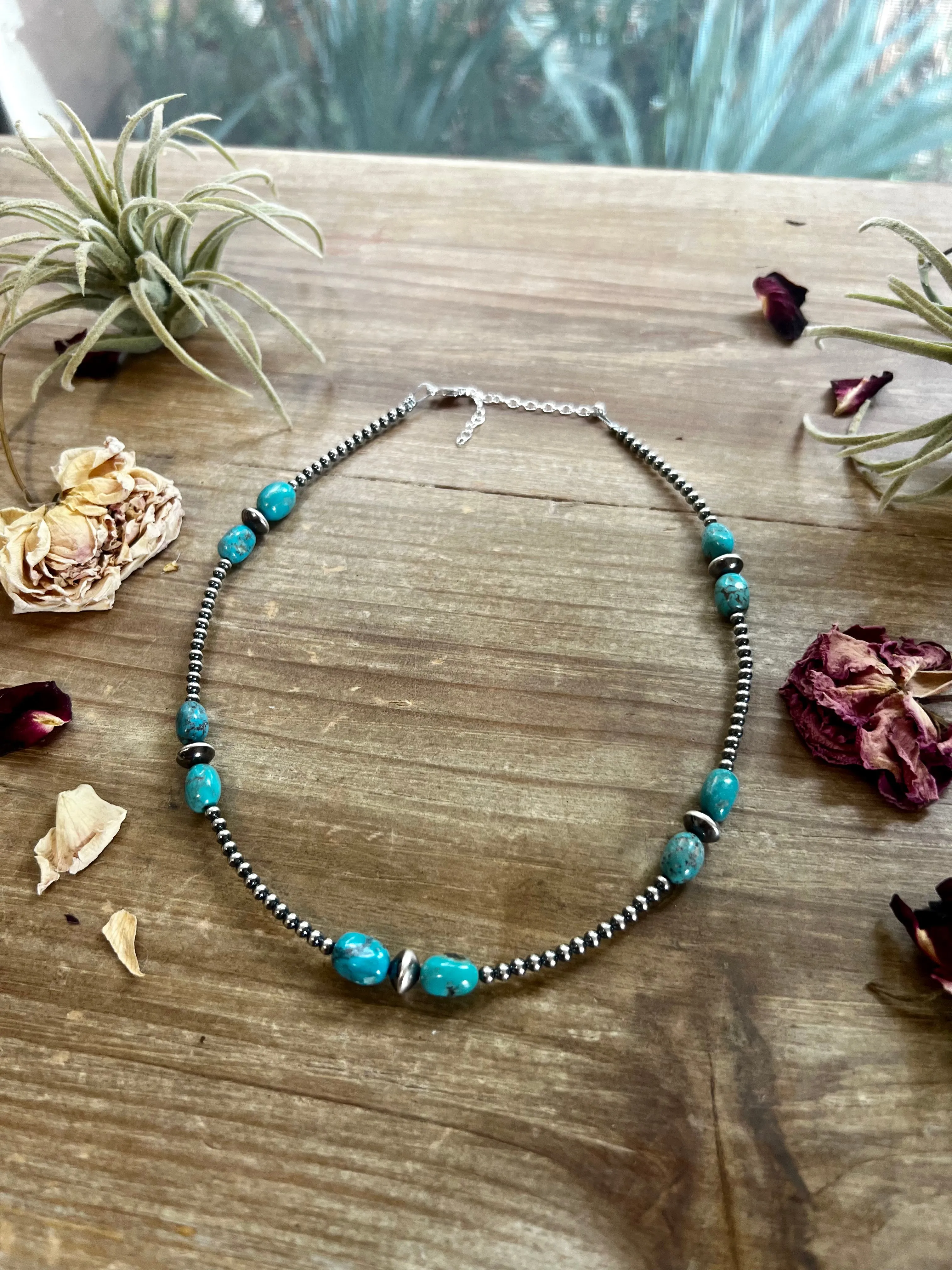 3 mm sterling silver with - BLUE turquoise
