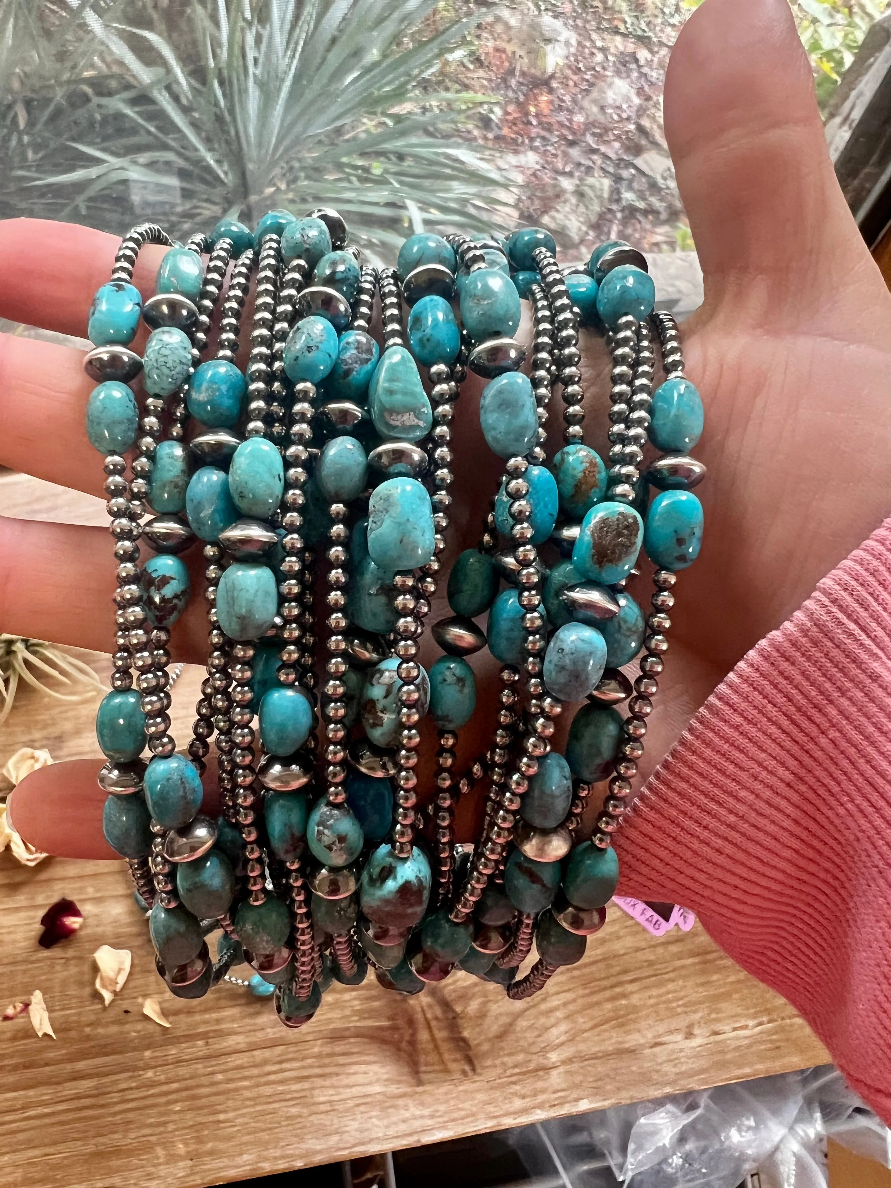 3 mm sterling silver with - BLUE turquoise