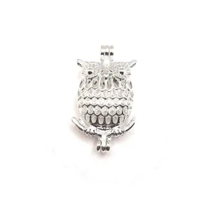4 or 20 Pieces: Silver Plated Owl Bead Diffuser Lockets