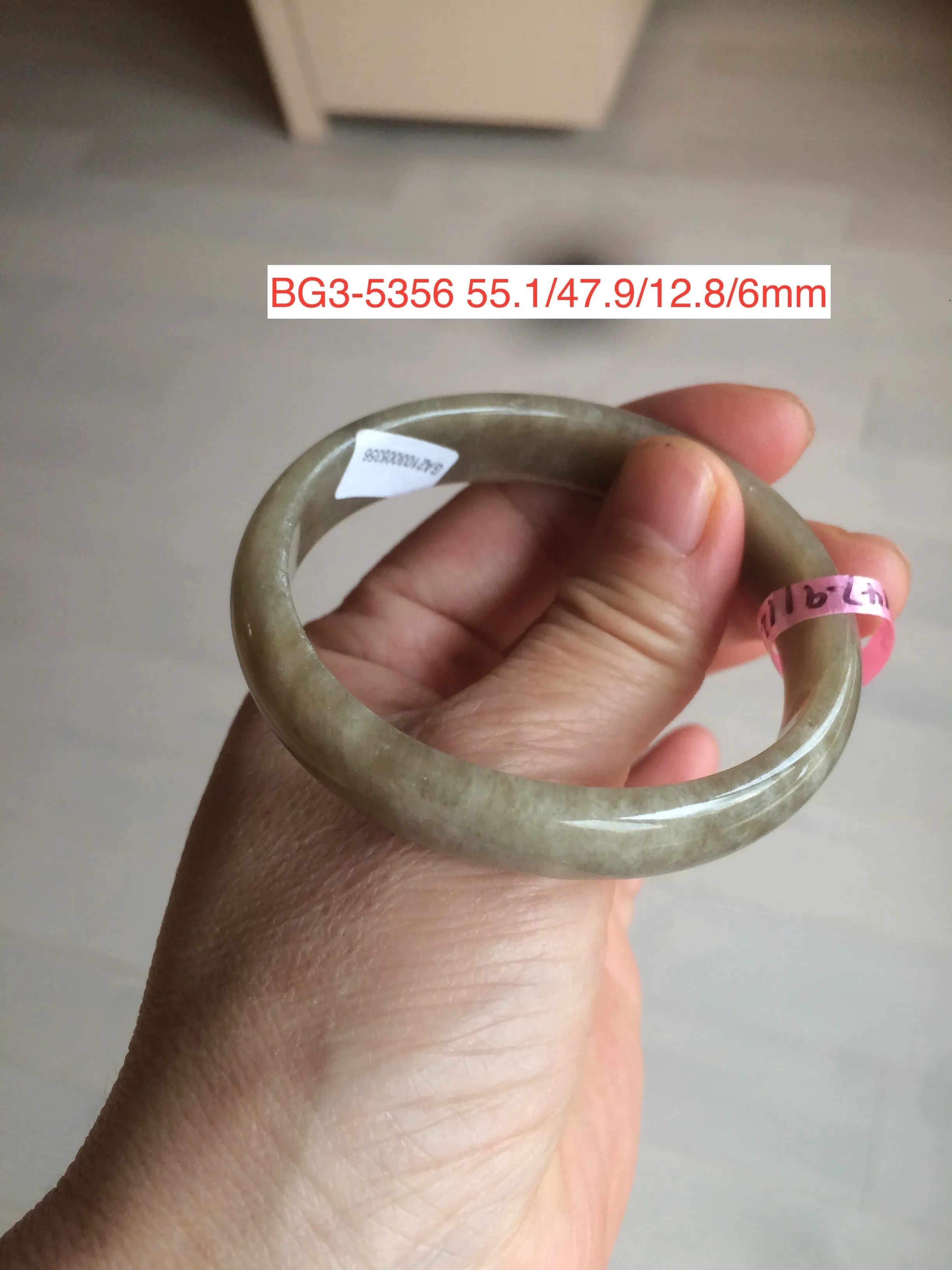 45-49.2 mm Type A 100% Natural light green/yellow/gray Jadeite Jade bangle for little kids/small adult hand BG3