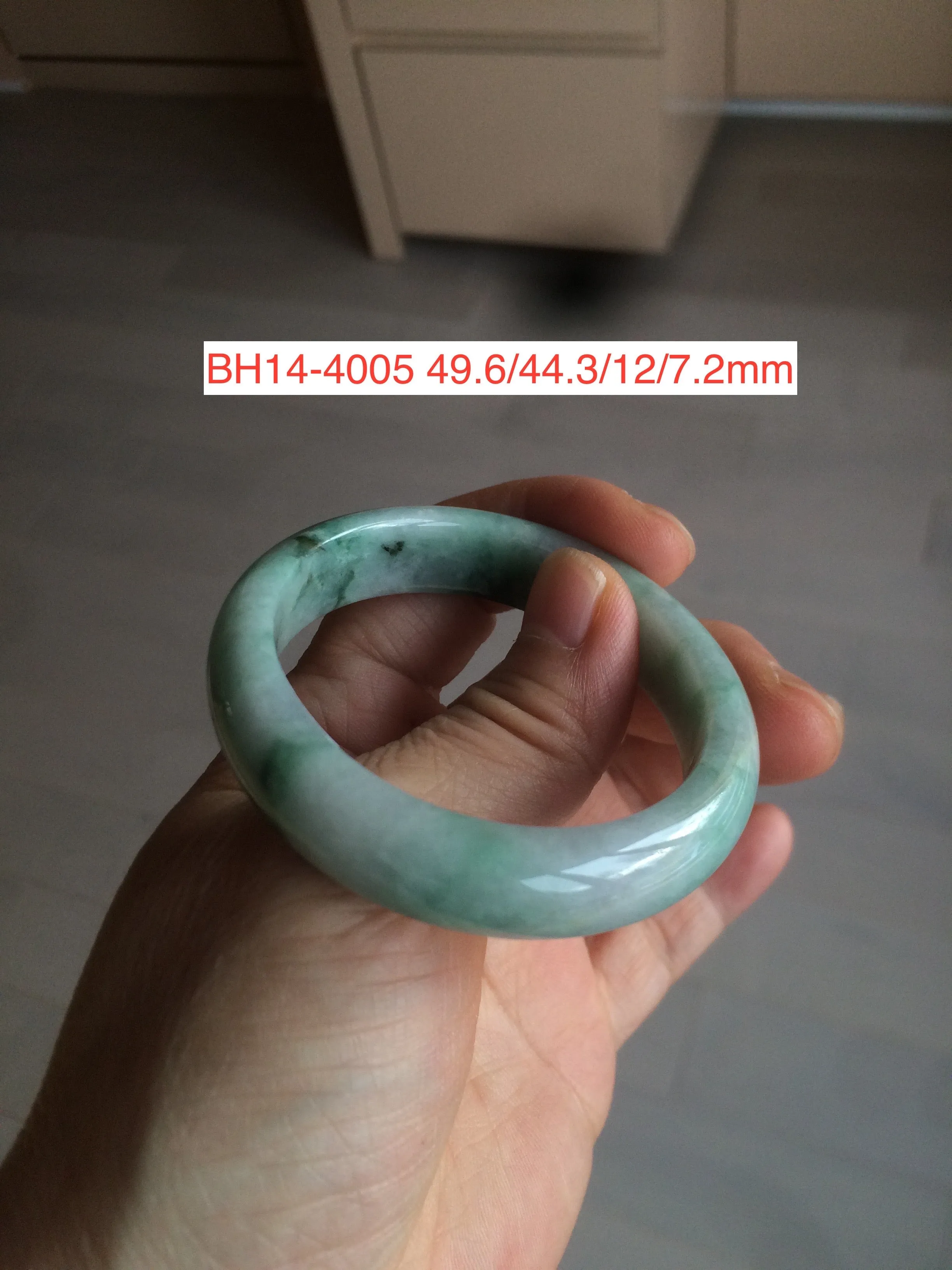 45-49.2 mm Type A 100% Natural light green/yellow/gray Jadeite Jade bangle for little kids/small adult hand BG3