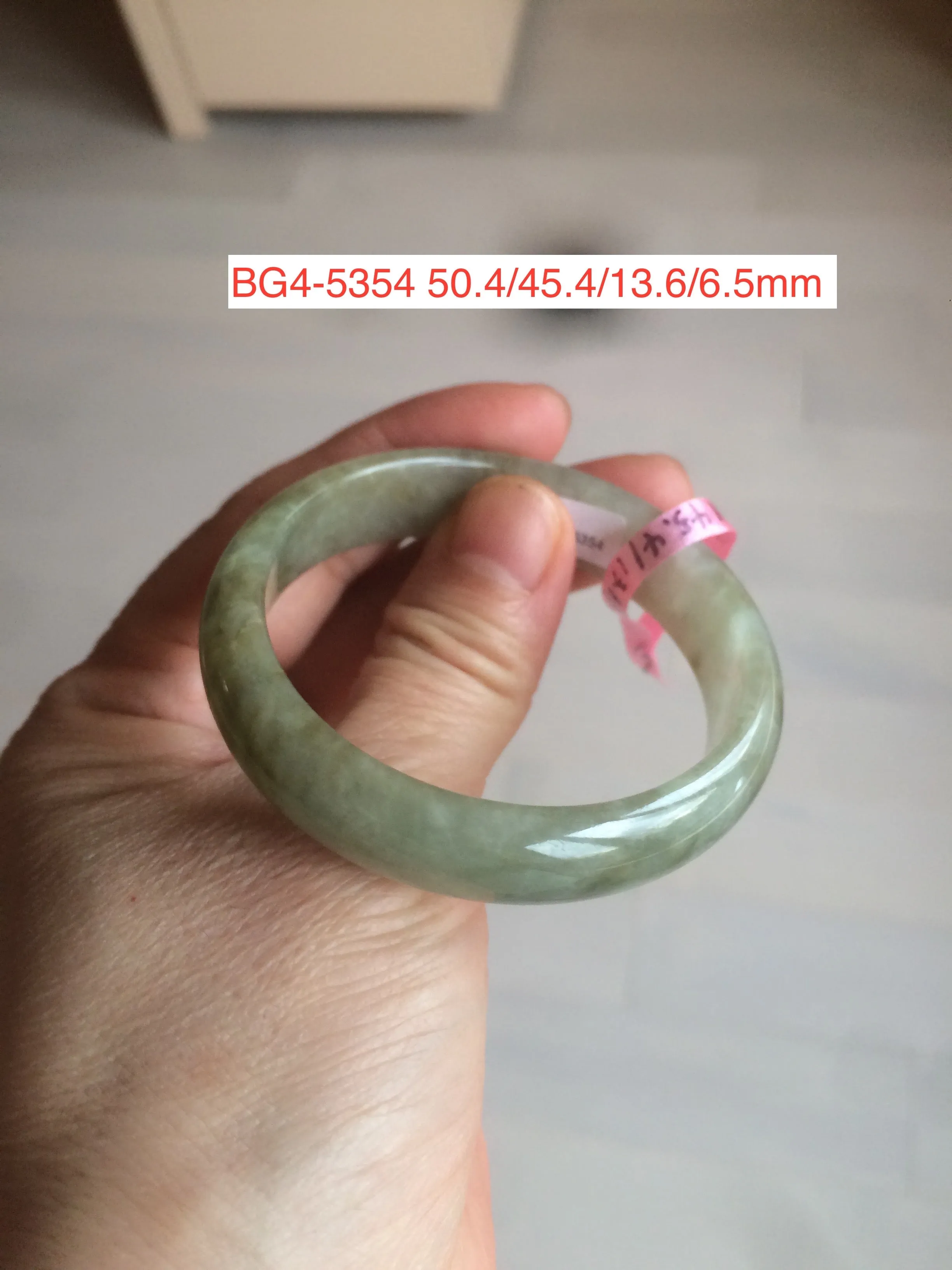 45-49.2 mm Type A 100% Natural light green/yellow/gray Jadeite Jade bangle for little kids/small adult hand BG3