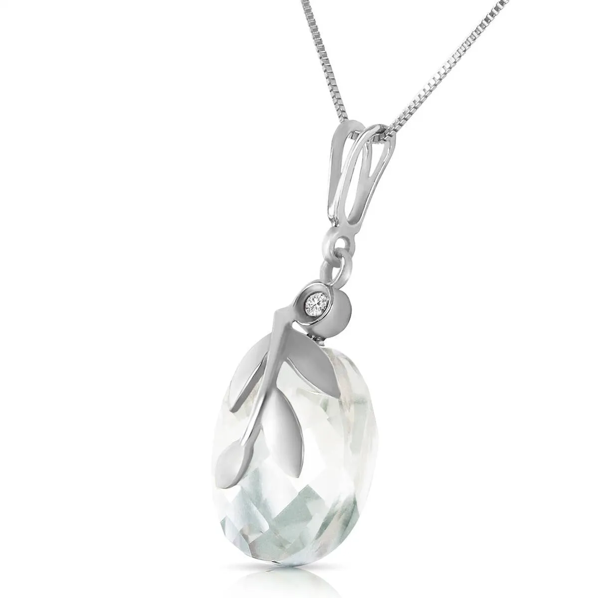 5.32 Carat 14K Solid White Gold Necklace Natural White Topaz Diamond