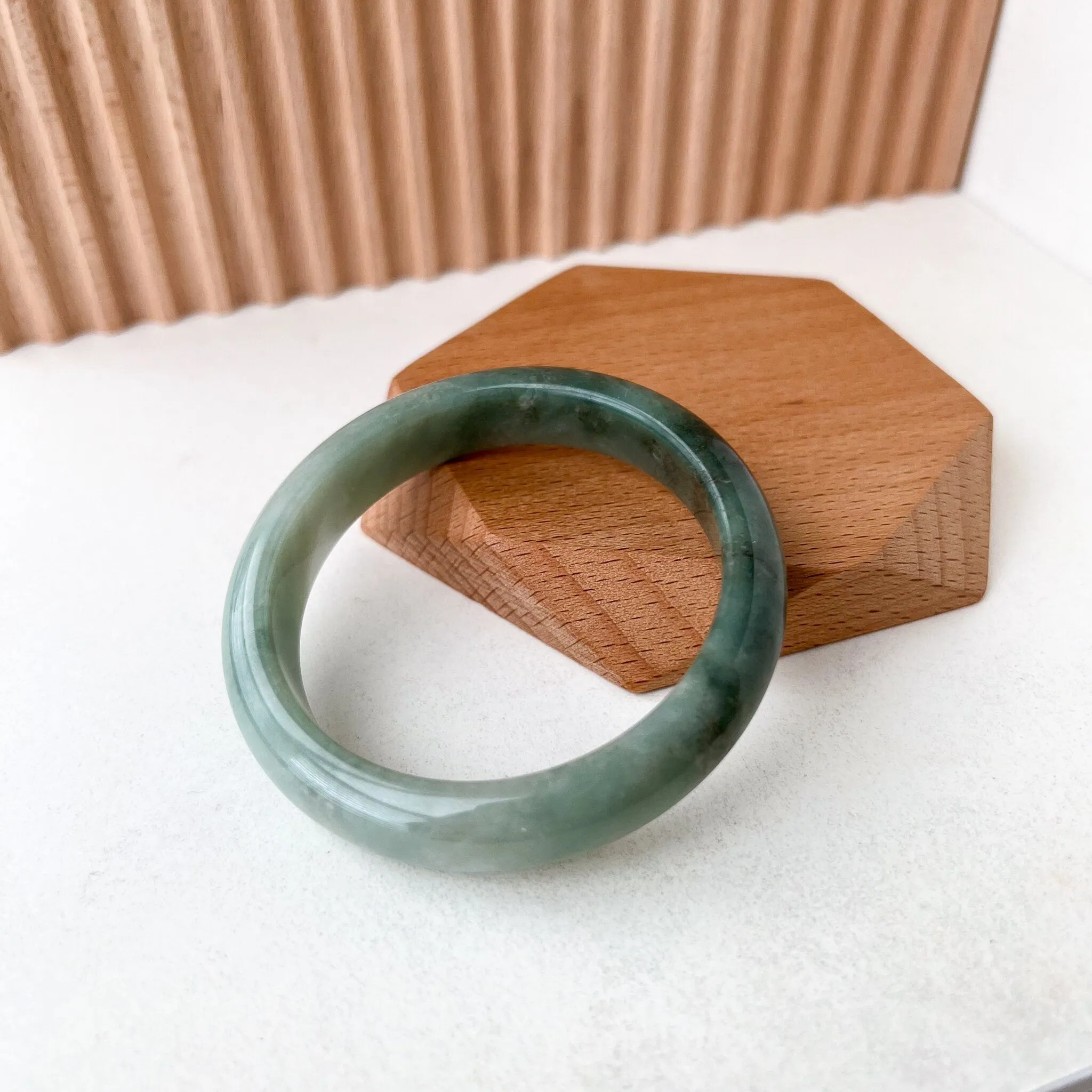 56.2 mm Green Jadeite Jade Bangle, Burmese Grade A Jadeite Jade, XYSZ-0123-005619