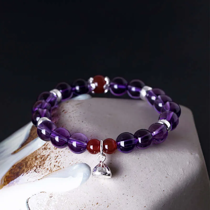 925 Silver Amethyst Lotus Bracelet