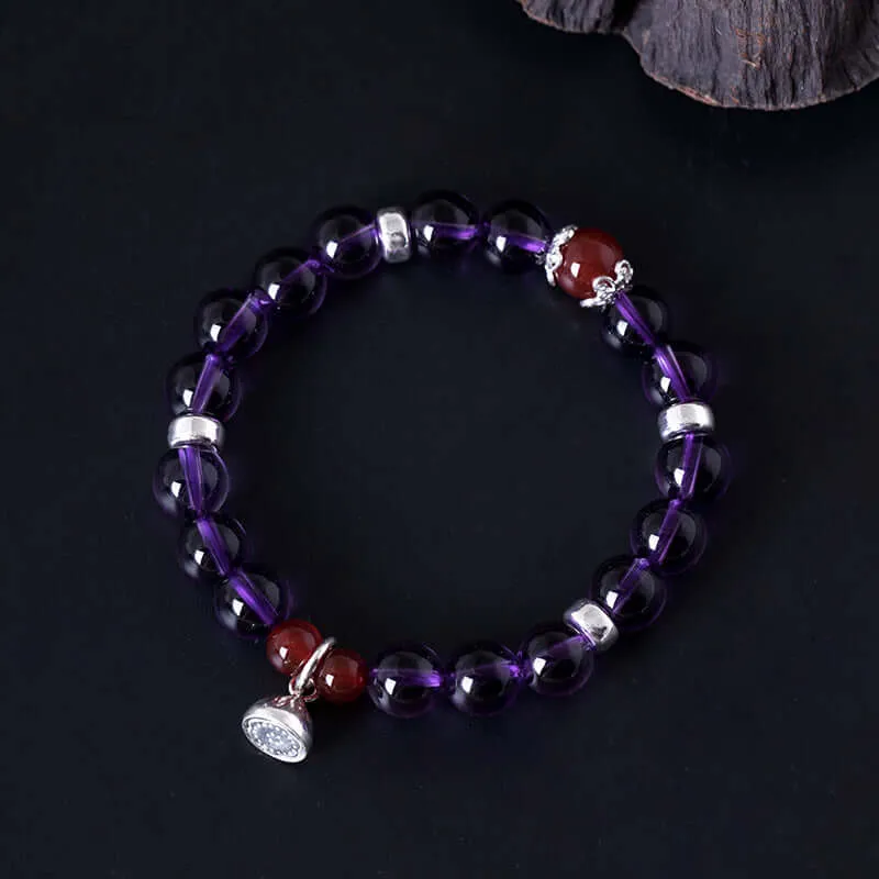 925 Silver Amethyst Lotus Bracelet