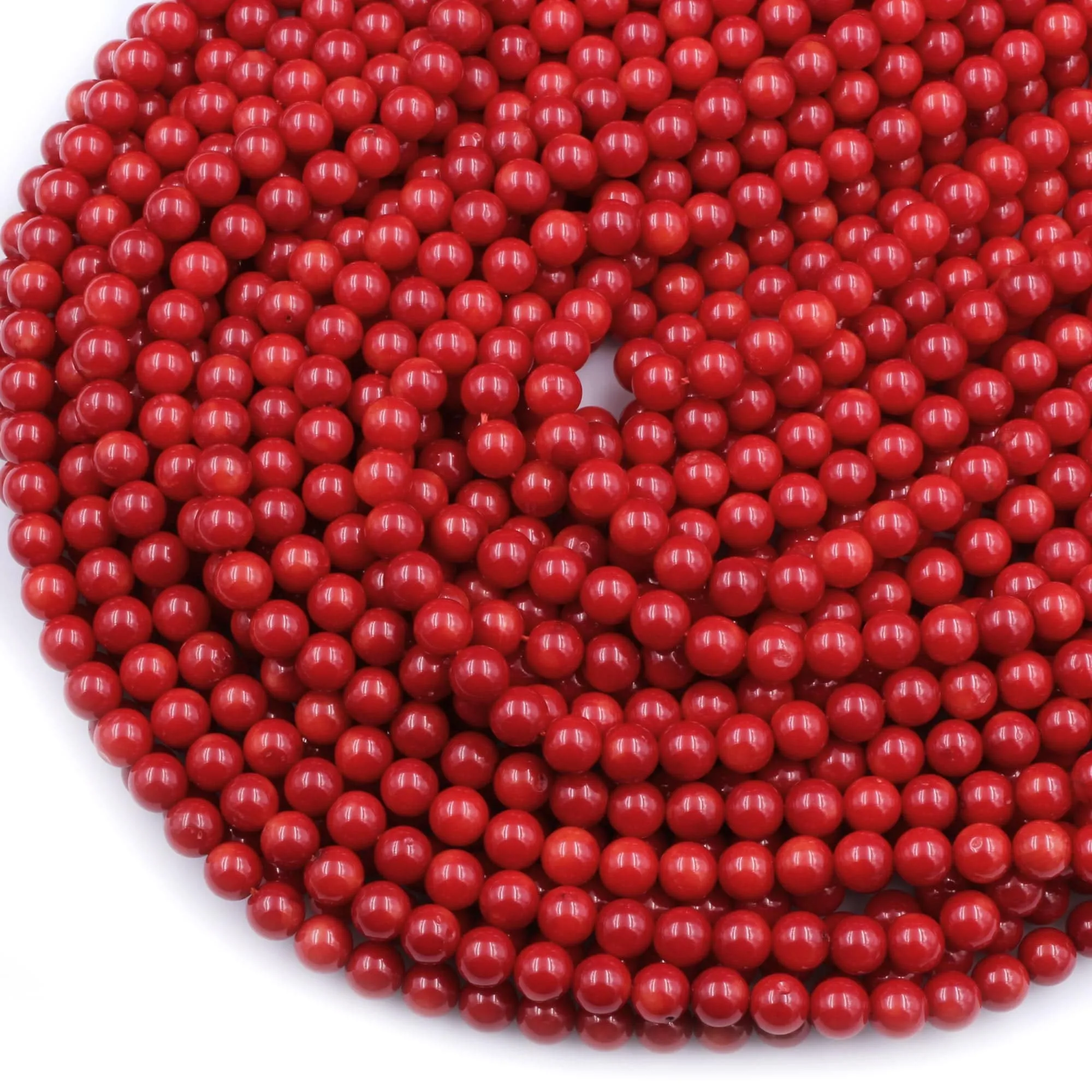 AAA Genuine Red Bamboo Coral Smooth Round Beads 2mm 3mm 4mm 5mm 6mm 7mm 8mm 15.5" Strand