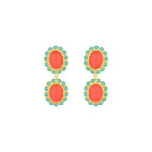 Ada Earrings Red Coral & Turquoise