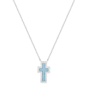 ADA TURQUOISE CROSS SILVER NECKLACE