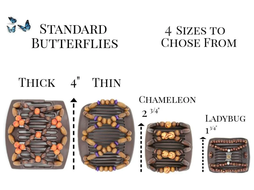 African Butterfly Thick Hair Comb - Flowers Blonde 45