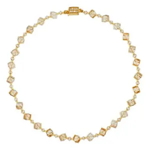 Amber Crystal Cube Necklace
