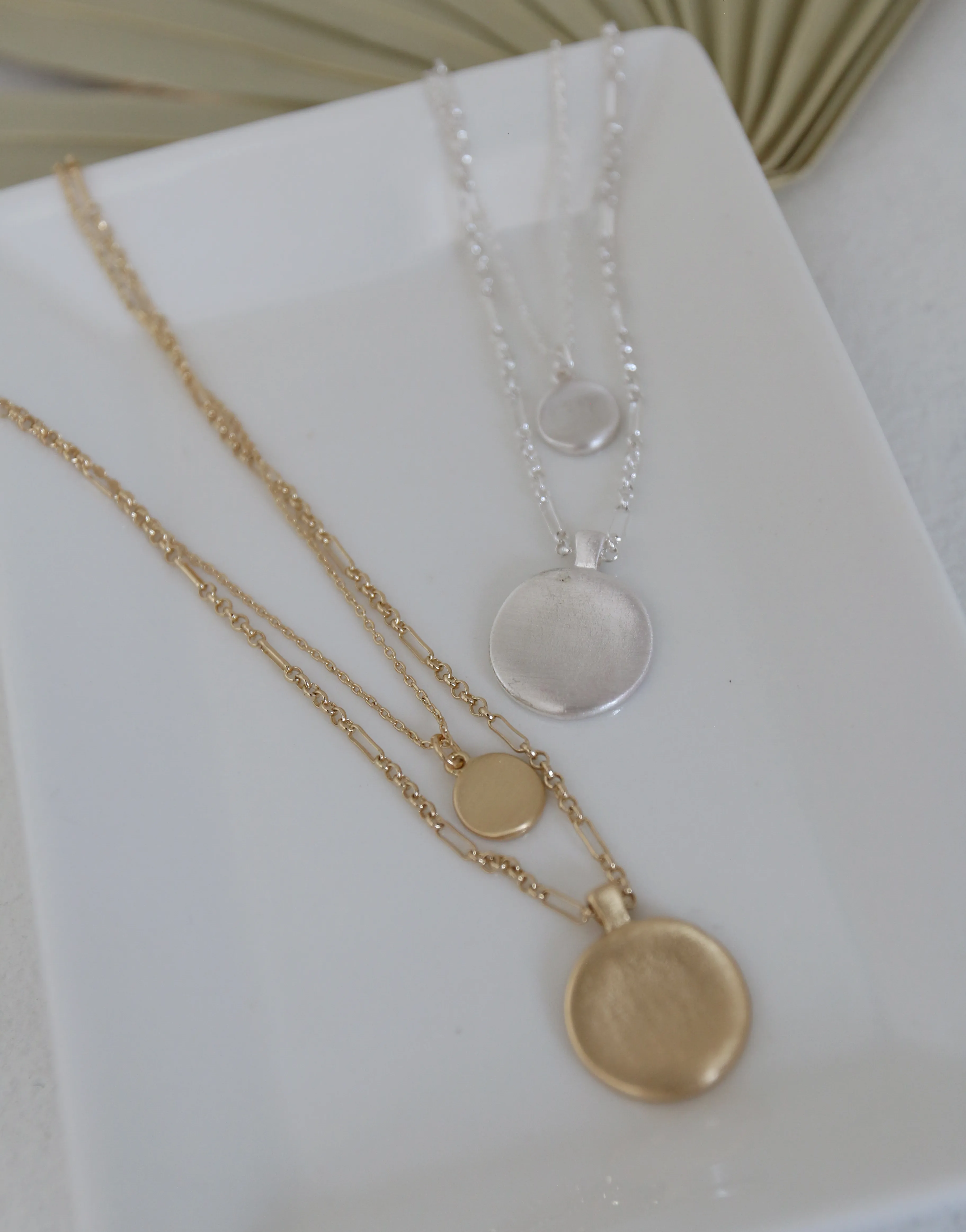 Amber Double Chain Necklace Set