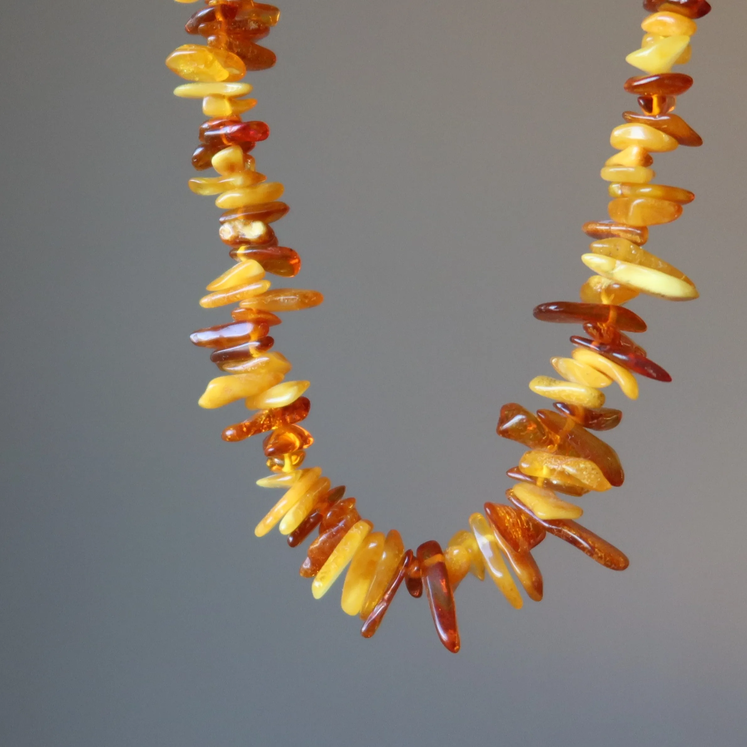 Amber Necklace Warm Autumn Colors Real Baltic Gems Knotted