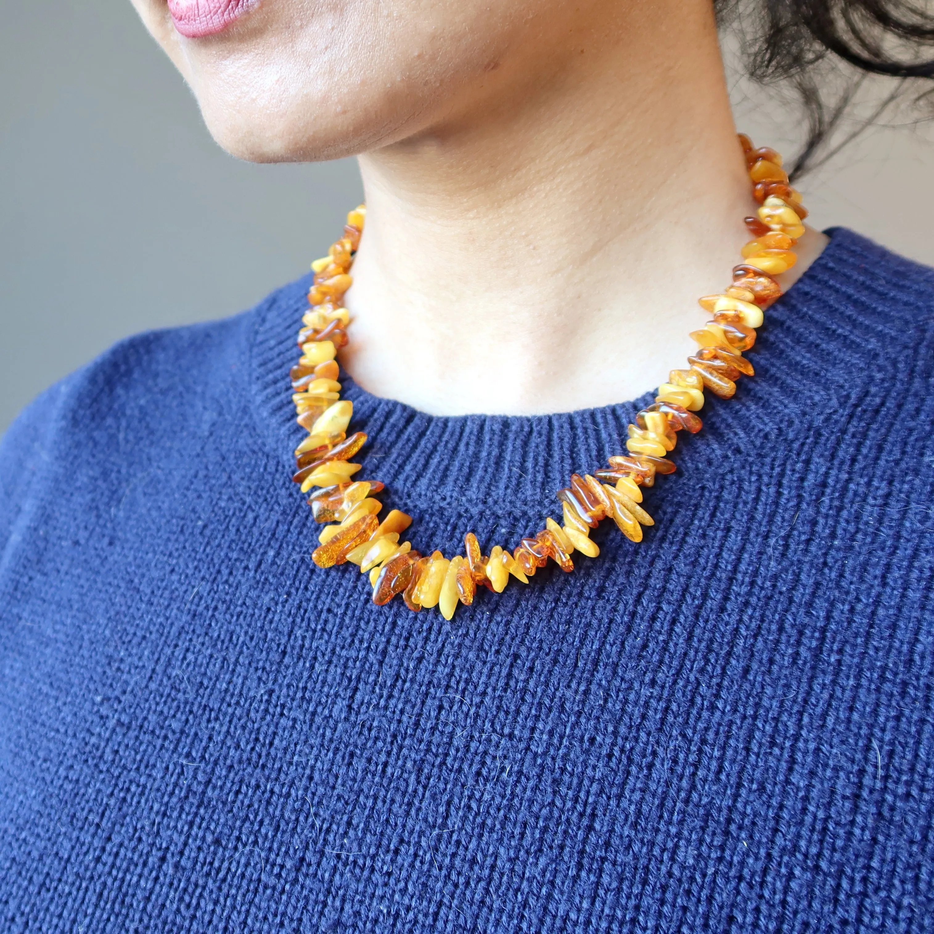 Amber Necklace Warm Autumn Colors Real Baltic Gems Knotted