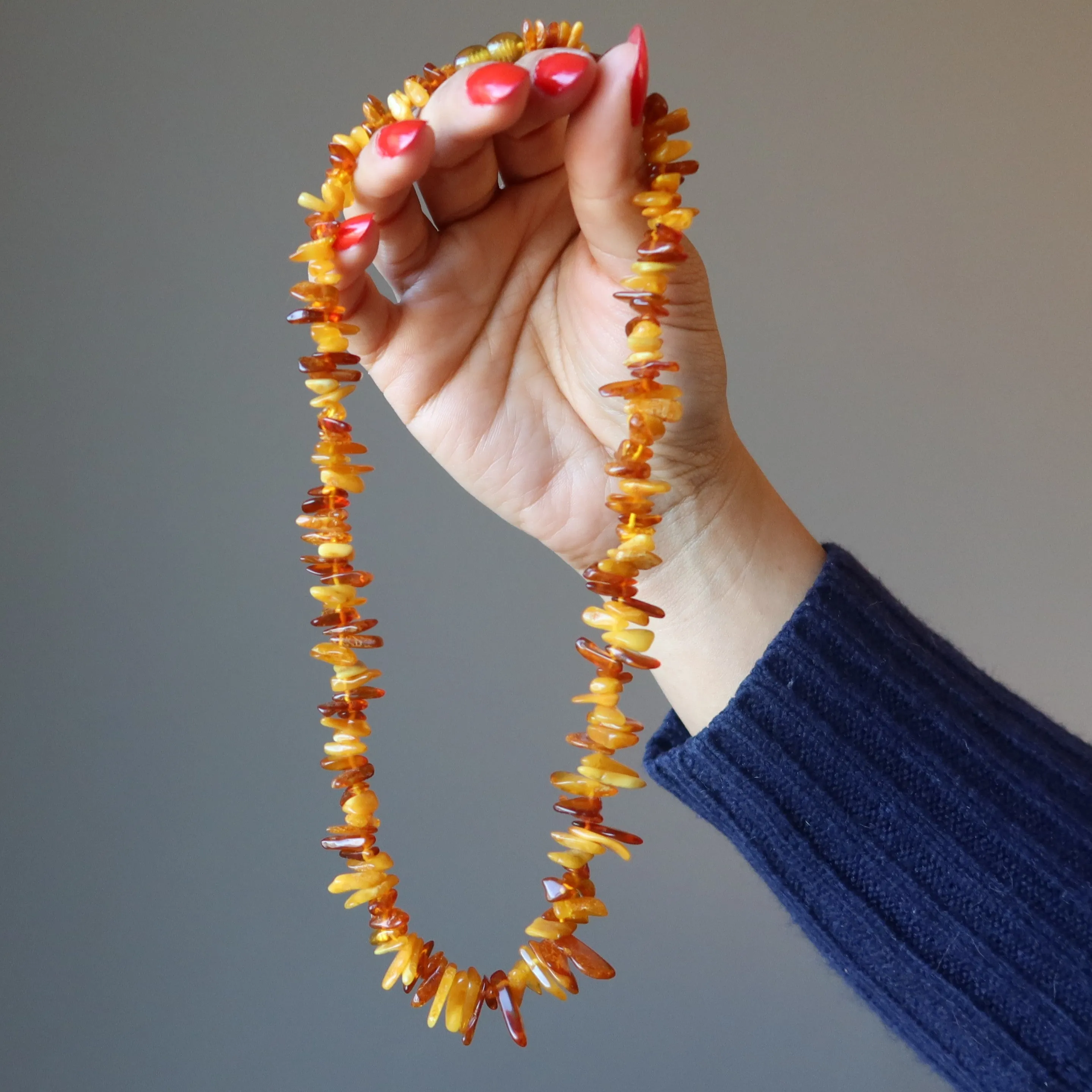 Amber Necklace Warm Autumn Colors Real Baltic Gems Knotted