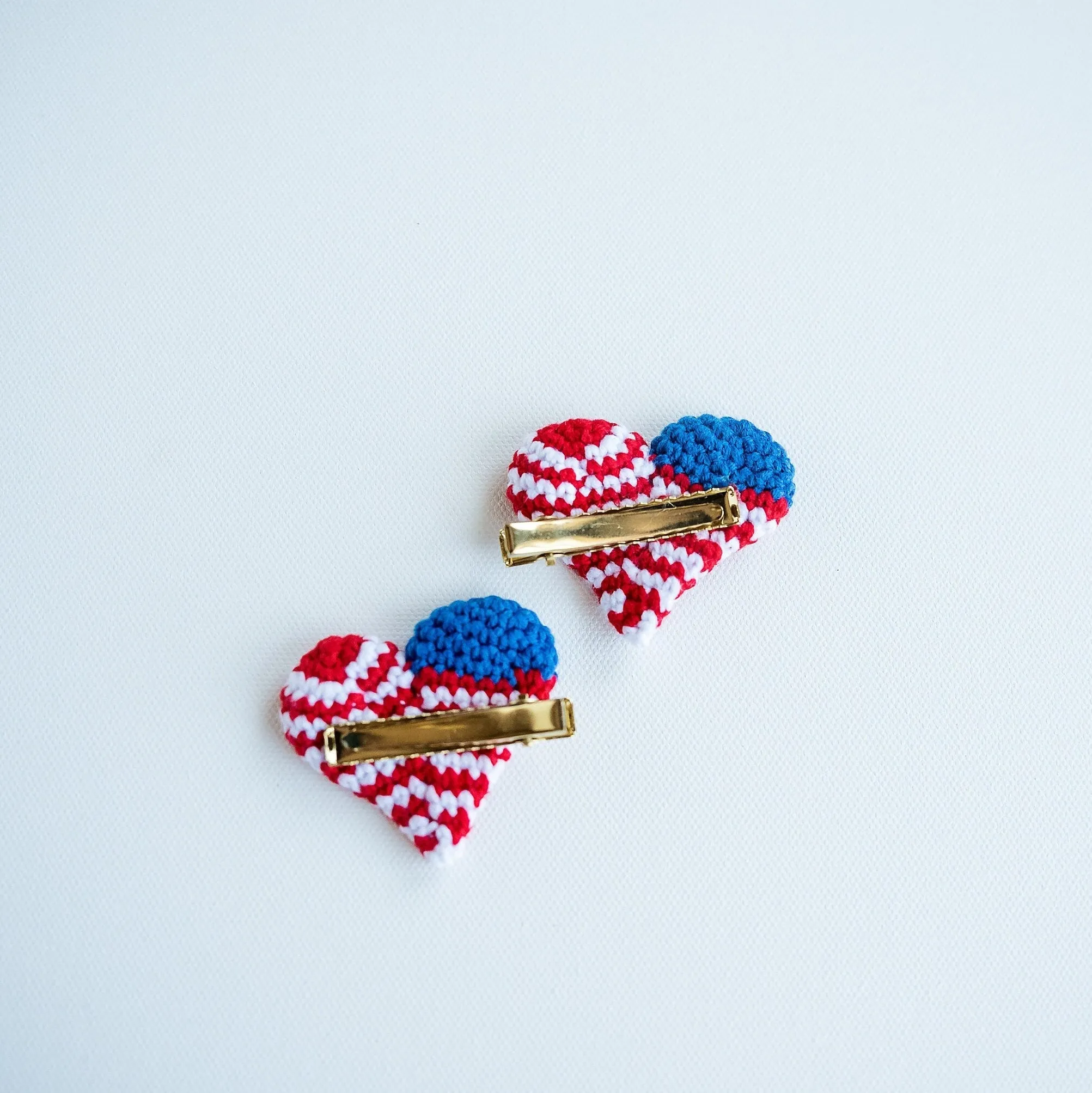 American Flag Heart Hair Clips