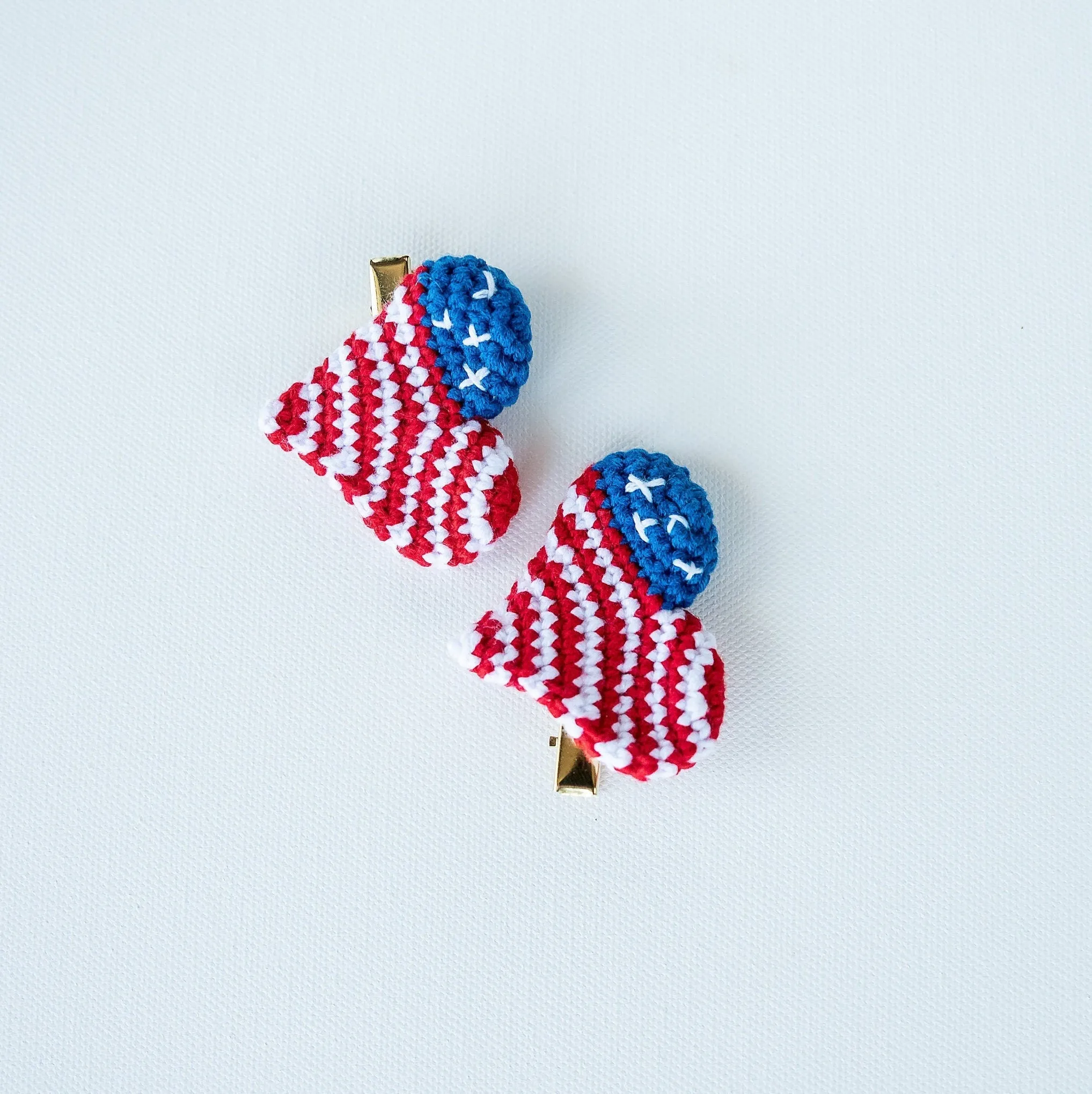 American Flag Heart Hair Clips
