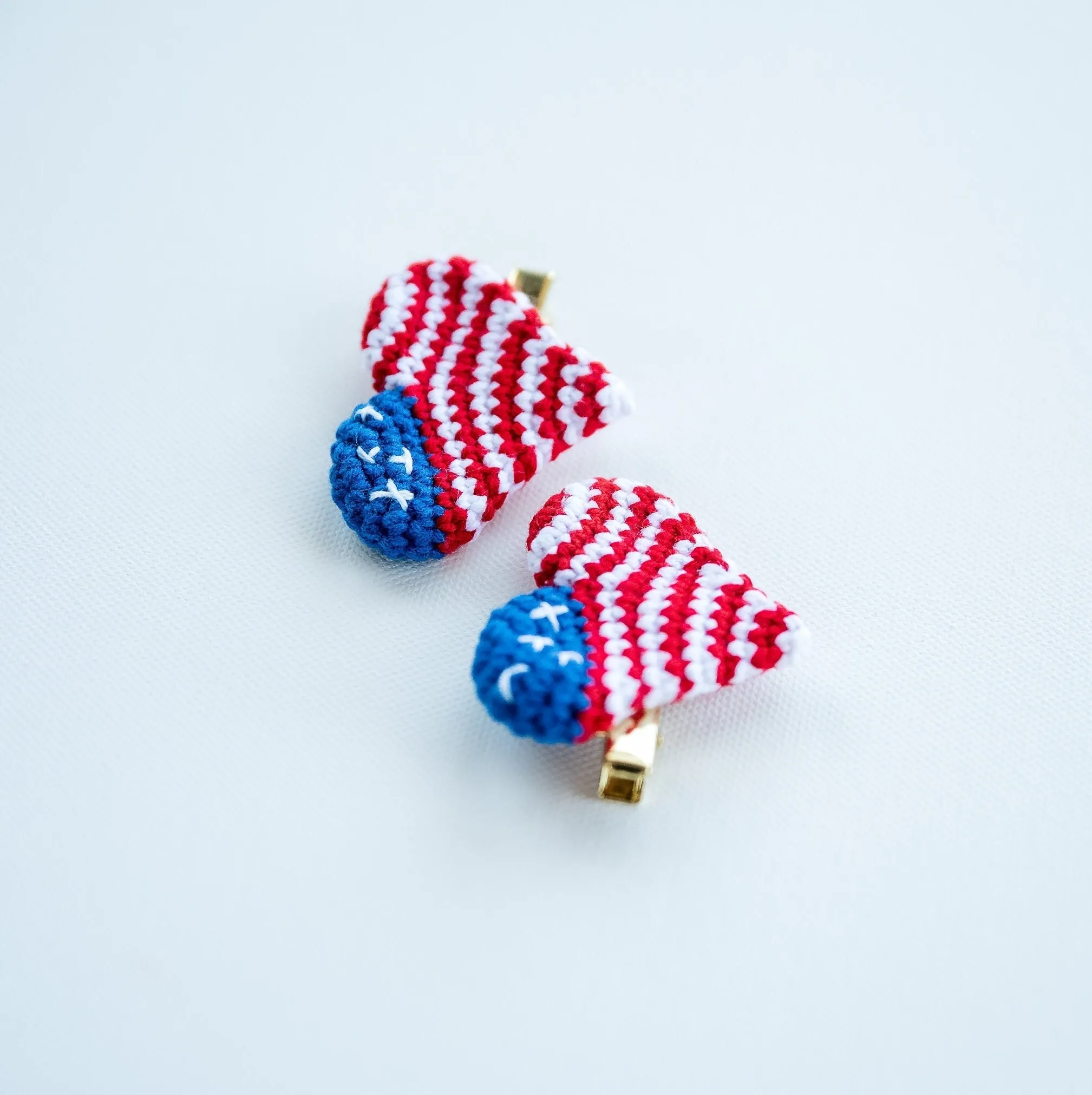 American Flag Heart Hair Clips