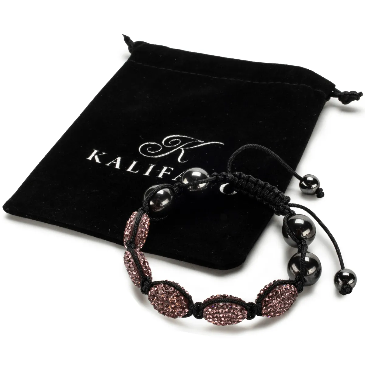 Amethyst  Crystal Oval  Shamballa Bracelet
