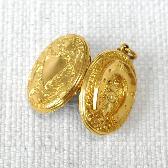 Antique Gold Horse Shoe Locket