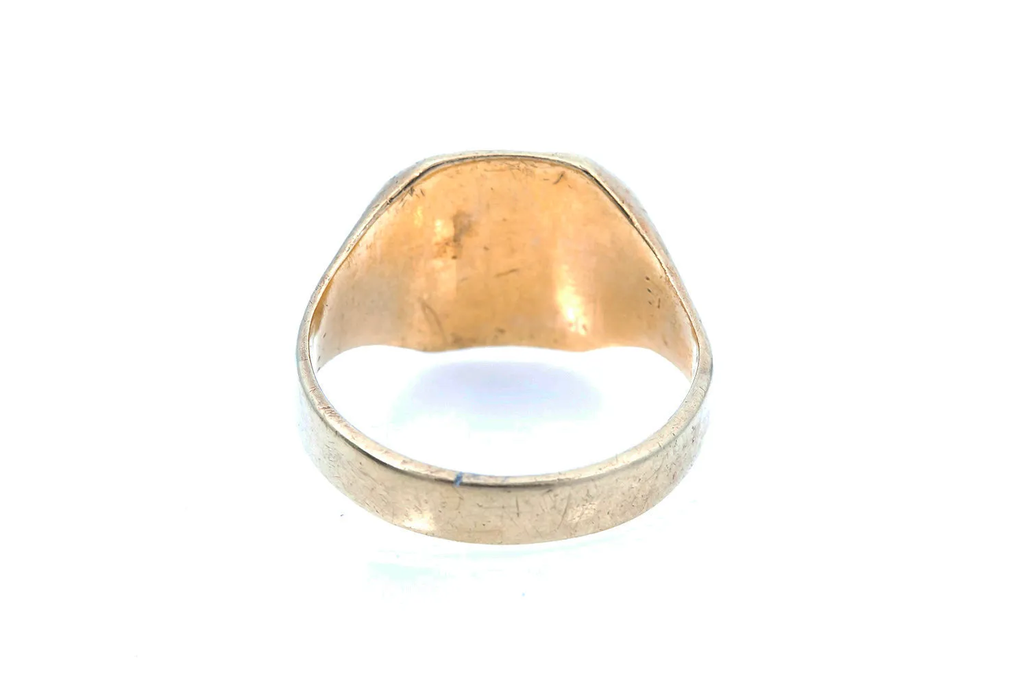 Antique Inscribed 14k 585 Yellow Gold Hand Carved Design Signet Ring
