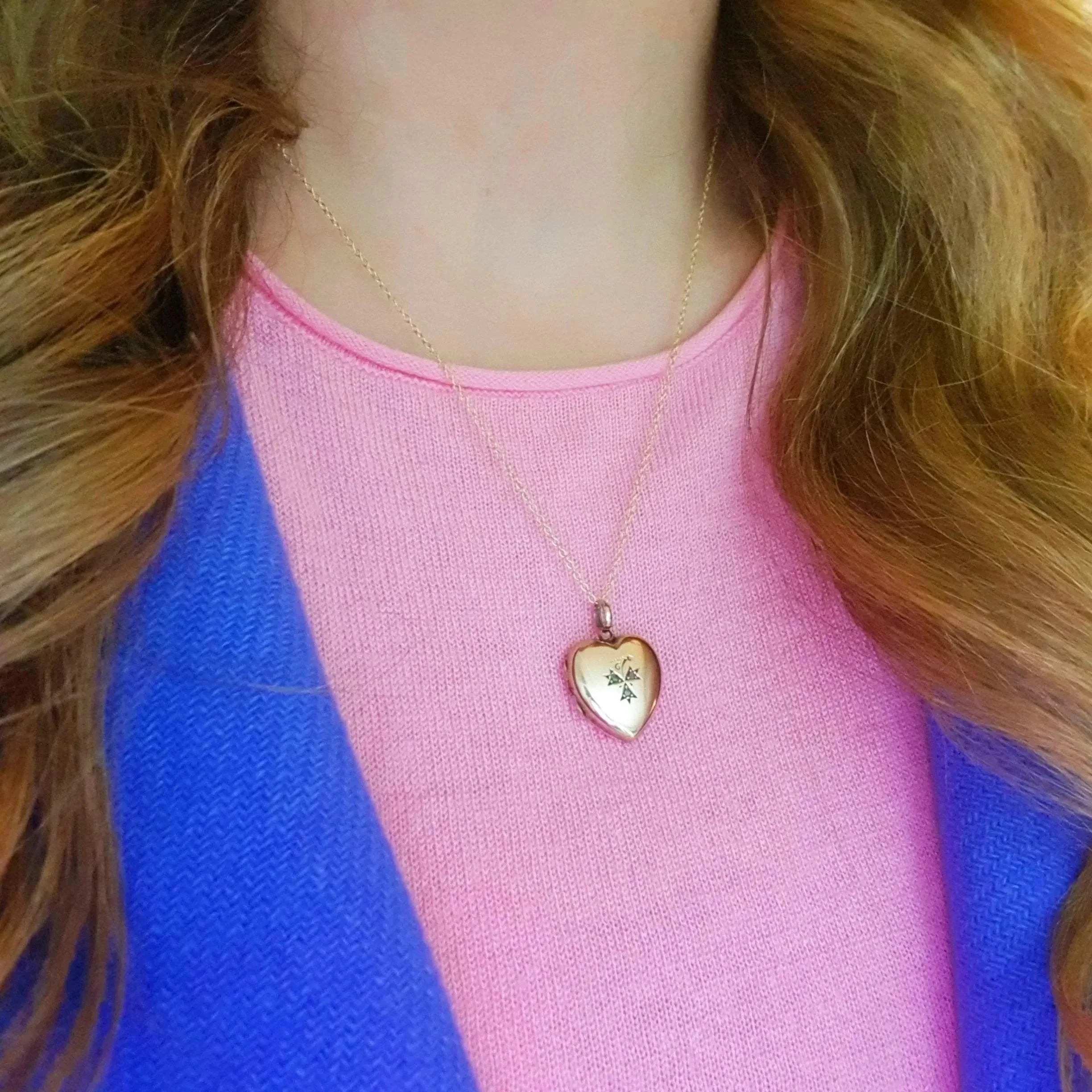 Antique Victorian Rose Cut Diamond Heart Locket Necklace